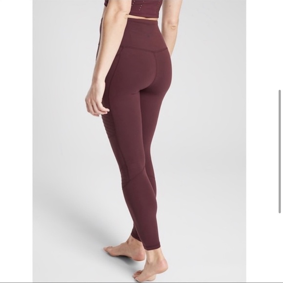 Athleta Maroon Inclination Moto Leggings side pockets Red Small - Picture 2 of 11